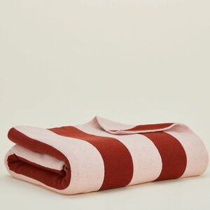 HAWKINS NEW YORK SIMPLE STRIPED TEASE SOFT WOOL THROW BLUSH/TERRACOTTA PORTUGAL‎